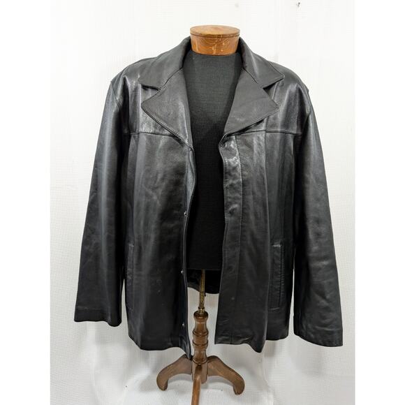 NWOT! GUESS! SUPPLE SOFT BLACK GENUINE LEATHER WOOL ZIP LINER JACKET, COAT!SZ XL - Picture 4 of 14